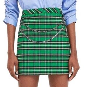 Zara Green Plaid Skirt w/chains